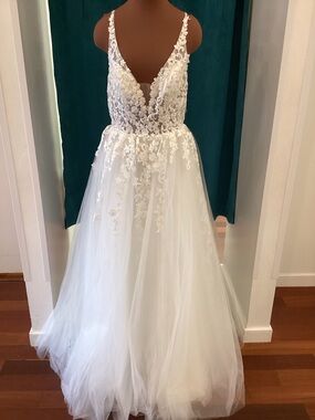 Alyce Paris 3D floral corset gown with slit
